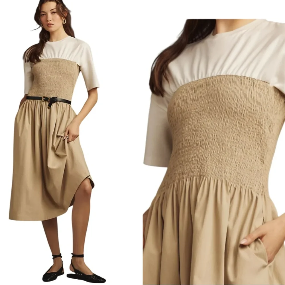 maeve the lilou twofer midi dress Anthropologie Maeve The Lilou Twofer Midi Dress Women's M Brown Retro Boho